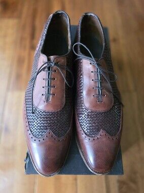 Allen Edmonds Hampstead Chili Weave Leather Wingtip Oxford Dress Shoes 10.5 D